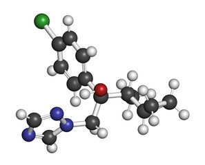 Poster - Cyproconazole fungicide molecule, 3D rendering.