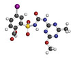 Iodosulfuron herbicide molecule, 3D rendering.