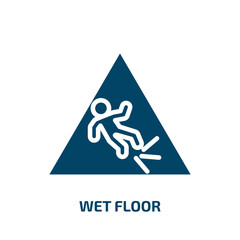 Poster - wet floor icon from cleaning collection. Filled wet floor, caution, wet glyph icons isolated on white background. Black vector wet floor sign, symbol for web design and mobile apps