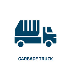 Poster - garbage truck icon from cleaning collection. Filled garbage truck, truck, vehicle glyph icons isolated on white background. Black vector garbage truck sign, symbol for web design and mobile apps