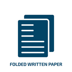 Poster - folded written paper icon from education collection. Filled folded written paper, paper, written glyph icons isolated on white background. Black vector folded written paper sign, symbol for web design