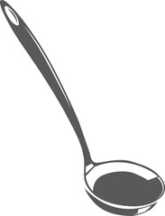 Sticker - Ladle icon. Black serving soup dish tool