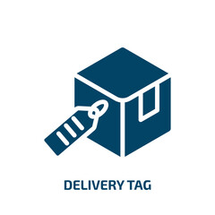 Poster - delivery tag icon from delivery and logistic collection. Filled delivery tag, shop, sale glyph icons isolated on white background. Black vector delivery tag sign, symbol for web design and mobile apps