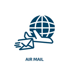 Poster - air mail icon from delivery and logistic collection. Filled air mail, mail, delivery glyph icons isolated on white background. Black vector air mail sign, symbol for web design and mobile apps
