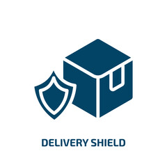 Poster - delivery shield icon from delivery and logistic collection. Filled delivery shield, shipping, shield glyph icons isolated on white background. Black vector delivery shield sign, symbol for web design