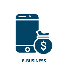 Poster - e-business icon from cryptocurrency collection. Filled e-business, business, finance glyph icons isolated on white background. Black vector e-business sign, symbol for web design and mobile apps