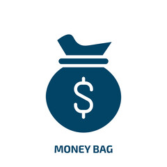 Poster - money bag icon from cryptocurrency collection. Filled money bag, bag, money glyph icons isolated on white background. Black vector money bag sign, symbol for web design and mobile apps