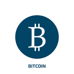 Poster - bitcoin icon from cryptocurrency collection. Filled bitcoin, currency, finance glyph icons isolated on white background. Black vector bitcoin sign, symbol for web design and mobile apps