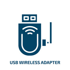 Poster - usb wireless adapter icon from electronic devices collection. Filled usb wireless adapter, usb, connection glyph icons isolated on white background. Black vector usb wireless adapter sign, symbol for
