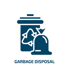 Poster - garbage disposal icon from electronic devices collection. Filled garbage disposal, waste, garbage glyph icons isolated on white background. Black vector garbage disposal sign, symbol for web design