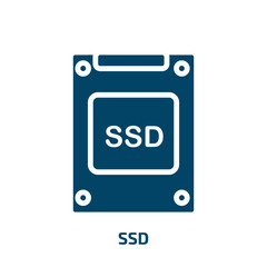 Poster - ssd icon from electronic devices collection. Filled ssd, backup, data glyph icons isolated on white background. Black vector ssd sign, symbol for web design and mobile apps