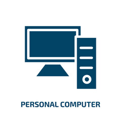 Poster - personal computer icon from electronic devices collection. Filled personal computer, computer, personal glyph icons isolated on white background. Black vector personal computer sign, symbol for web
