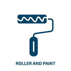 Poster - roller and paint icon from construction collection. Filled roller and paint, paint, roller glyph icons isolated on white background. Black vector roller and paint sign, symbol for web design and