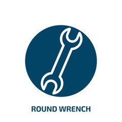 Poster - round wrench icon from construction collection. Filled round wrench, wrench, round glyph icons isolated on white background. Black vector round wrench sign, symbol for web design and mobile apps