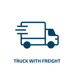 Poster - truck with freight icon from construction collection. Filled truck with freight, freight, truck glyph icons isolated on white background. Black vector truck with freight sign, symbol for web design