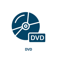 Poster - dvd icon from cinema collection. Filled dvd, television, film glyph icons isolated on white background. Black vector dvd sign, symbol for web design and mobile apps