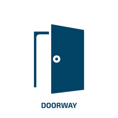 Poster - doorway icon from cinema collection. Filled doorway, door, entrance glyph icons isolated on white background. Black vector doorway sign, symbol for web design and mobile apps