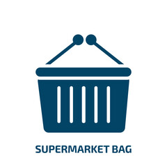 Poster - supermarket bag icon from business collection. Filled supermarket bag, shop, bag glyph icons isolated on white background. Black vector supermarket bag sign, symbol for web design and mobile apps