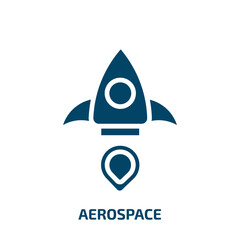 Poster - aerospace icon from astronomy collection. Filled aerospace, plane, industry glyph icons isolated on white background. Black vector aerospace sign, symbol for web design and mobile apps