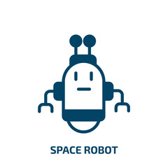 Poster - space robot icon from astronomy collection. Filled space robot, space, technology glyph icons isolated on white background. Black vector space robot sign, symbol for web design and mobile apps