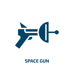 Poster - space gun icon from astronomy collection. Filled space gun, military, weapon glyph icons isolated on white background. Black vector space gun sign, symbol for web design and mobile apps