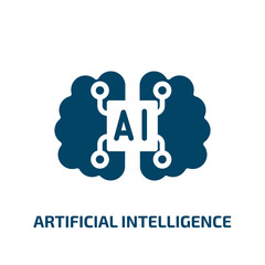 Poster - artificial intelligence icon from artificial intelligence collection. Filled artificial intelligence, intelligence, computer glyph icons isolated on white background. Black vector artificial