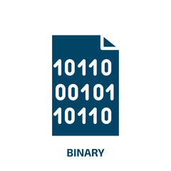 Poster - binary icon from artificial intellegence and future technology collection. Filled binary, code, data glyph icons isolated on white background. Black vector binary sign, symbol for web design and
