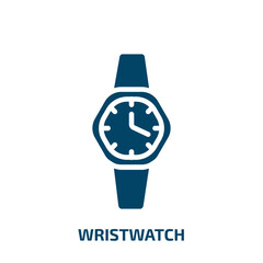 Poster - wristwatch icon from artificial intellegence and future technology collection. Filled wristwatch, clock, timer glyph icons isolated on white background. Black vector wristwatch sign, symbol for web