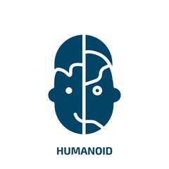 Poster - humanoid icon from artificial intellegence and future technology collection. Filled humanoid, fiction, character glyph icons isolated on white background. Black vector humanoid sign, symbol for web