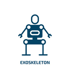 Poster - exoskeleton icon from artificial intellegence and future technology collection. Filled exoskeleton, cartoon, technology glyph icons isolated on white background. Black vector exoskeleton sign, symbol