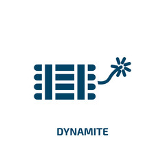 Poster - dynamite icon from army and war collection. Filled dynamite, explosion, bomb glyph icons isolated on white background. Black vector dynamite sign, symbol for web design and mobile apps