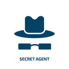Poster - secret agent icon from army and war collection. Filled secret agent, agent, spy glyph icons isolated on white background. Black vector secret agent sign, symbol for web design and mobile apps