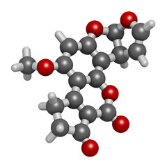 Canvas Print - Aflatoxin B1 mold carcinogenic molecule, 3D rendering.