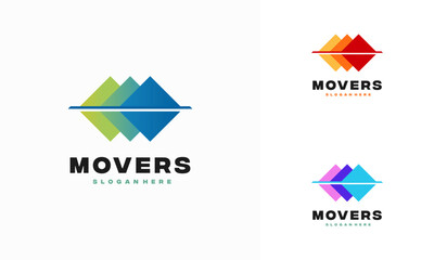 Wall Mural - house mover logo template design vector, logistic express logo designs template vector