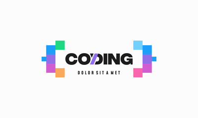 Wall Mural - coding logo designs template, modern code logo for programmer