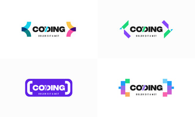 Wall Mural - set of coding logo designs template, modern code logo for programmer