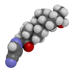 Poster - Zuranolone drug molecule, 3D rendering.