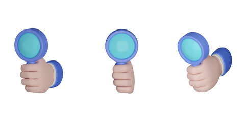 Poster - 3d search or SEO concept. Hand using searching icon. 3d render illustration
