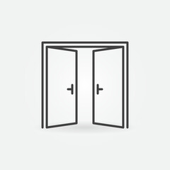 Poster - Two Opened Doors linear vector concept icon