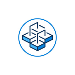 Poster - Cryptocurrency Block Chain in circle vector concept blue icon or sign