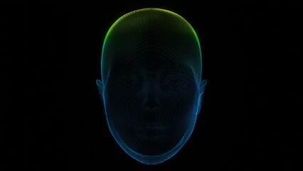 Leinwandbilder - Facial Recognition Scan: 3D Animated Loop Background