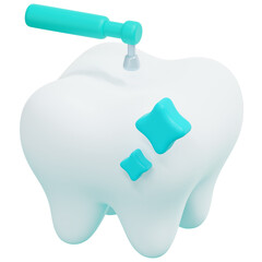 Sticker - dental cleaning 3d render icon illustration