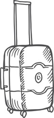 Poster - Suitcase sketch. Hand drawn travel bag. Vacation symbol