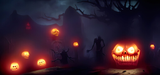 Frightening Artistic Scary Scene Illustration Background Game Art Illustration,Digital Illustration
