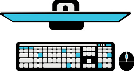Poster - Personal computer top view. Pc keyboard and mouse