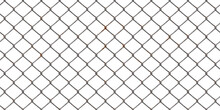 Seamless Isolated Rusted Chain Link Wire Fence Background Texture. Tileable Metal Diamond Mesh Urban Fencing Repeat Surface Pattern. A High Resolution Construction Backdrop 3D Rendering..