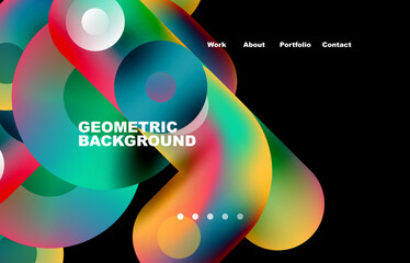 Website landing page abstract geometric background. Circles and round shapes. Web page for website or mobile app wallpaper