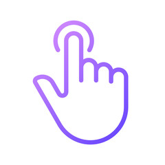 Poster - Finger touch gradient linear vector icon. Touchscreen control gesture. Smartphone display. Computing device screen. Thin line color symbol. Modern style pictogram. Vector isolated outline drawing