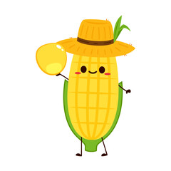 Wall Mural - Corn vector. Corn character design. Corn on white background. Corn kernel vector.