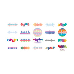 Sticker - Sound waves set vector illustration